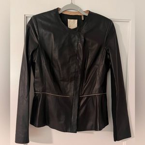 Rebecca Taylor black leather jacket with asymmetric zipper